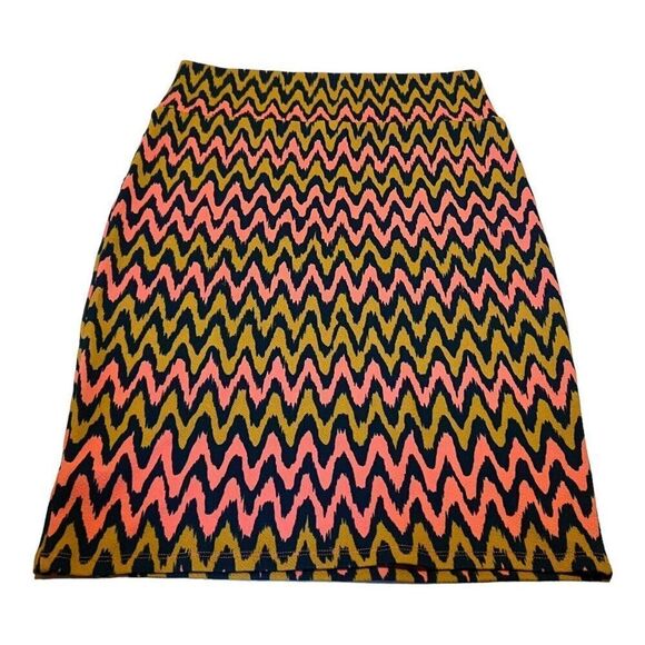 LuLaRoe Cassie Zigzag Womens’s Skirt Size Large Pink Mustard Yellow And Blue - Picture 5 of 5